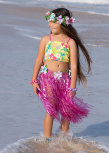 Beautiful Hawaii Hula Girl Grass Skirt Lei Portrait · Creative Fabrica